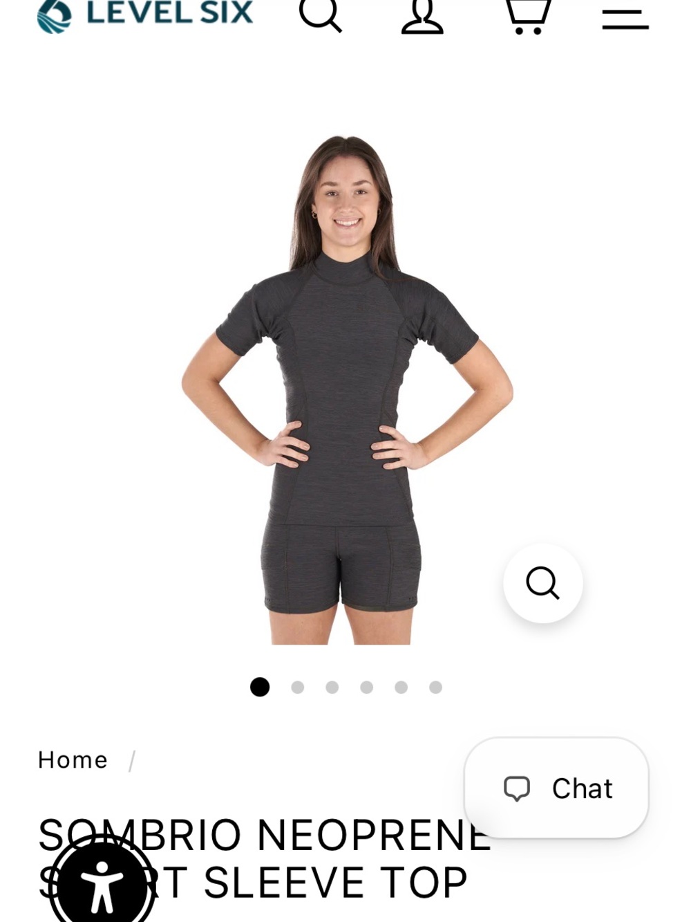 Women’s Short Sleeve Neoprene Bodysuit Top — Charcoal